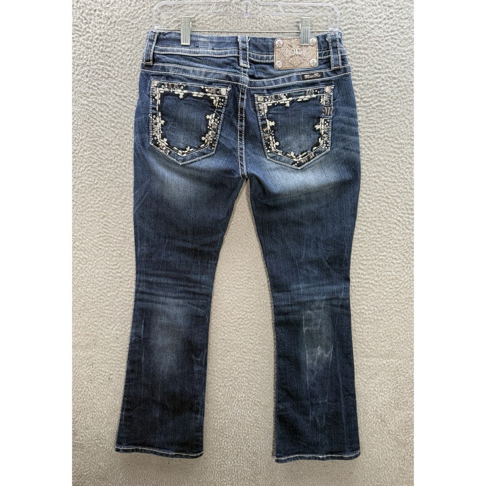 Miss Me‎ Jeans Womens 28 Blue Signature Boot Thick Stitch Distressed Rockabilly